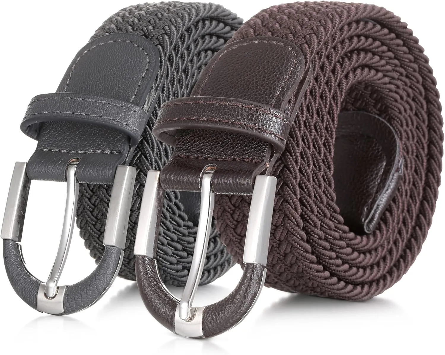 [2 Pack] Mio Marino Stretch Belts for Men - Golf belt & Jean Elastic Belt - Gift Box