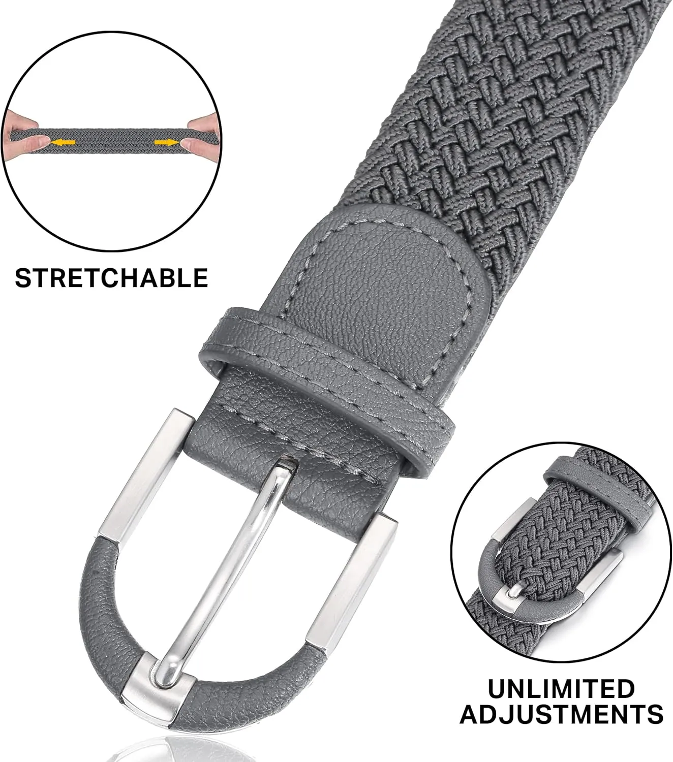 [2 Pack] Mio Marino Stretch Belts for Men - Golf belt & Jean Elastic Belt - Gift Box