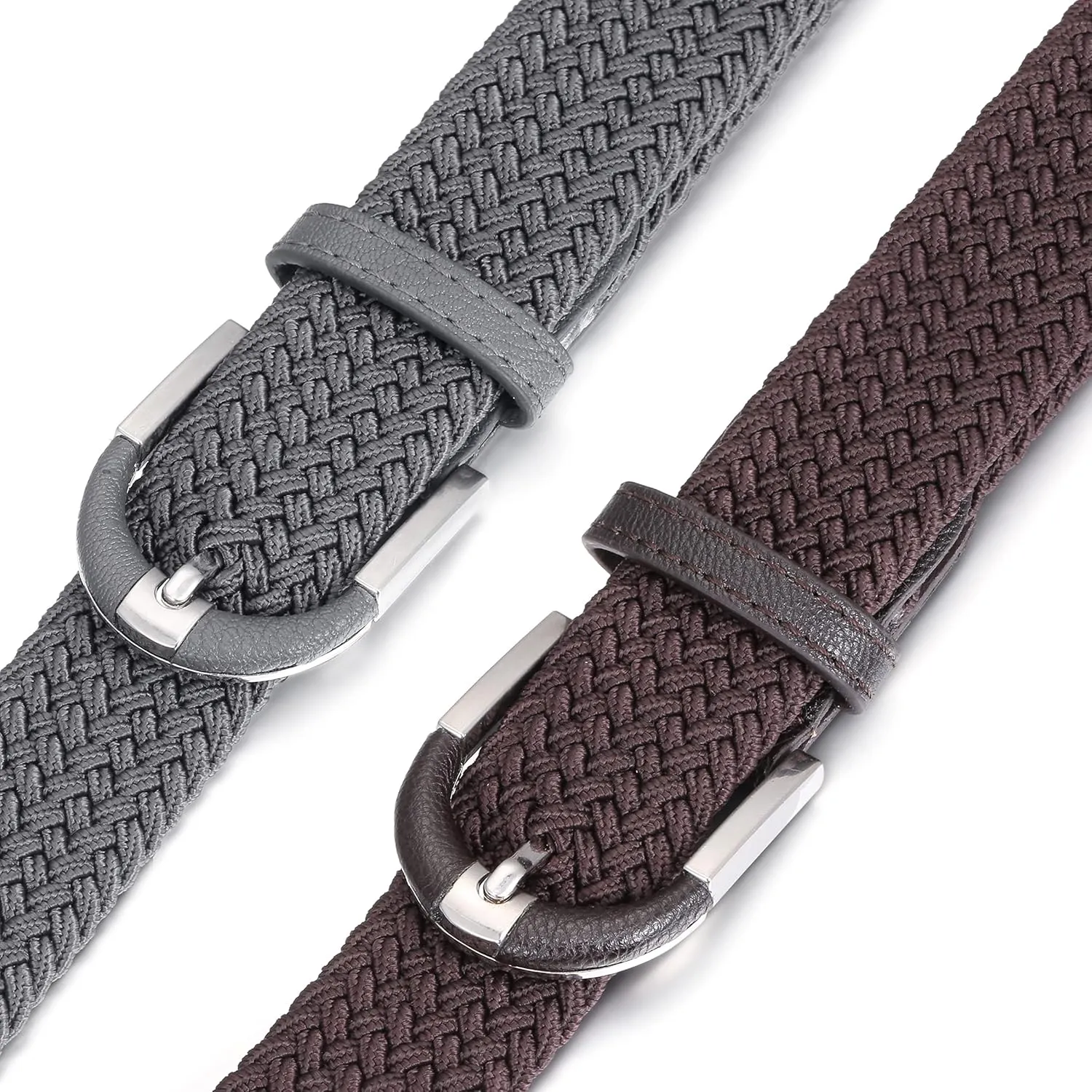 [2 Pack] Mio Marino Stretch Belts for Men - Golf belt & Jean Elastic Belt - Gift Box