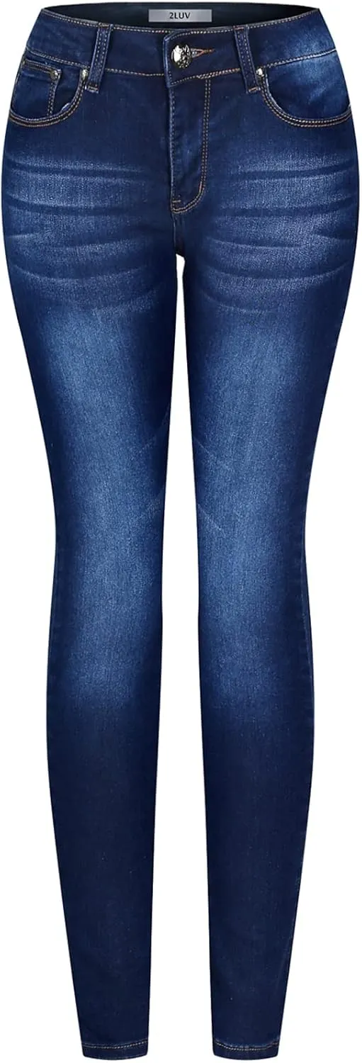 2LUV Women's 5 Pocket Ankle Stretch Skinny Jeans