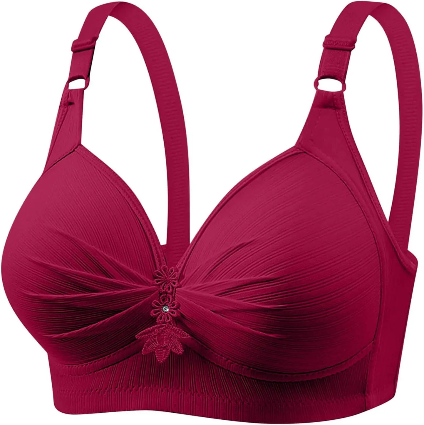 4 Piece Tshirt Bras for Women Sexy Push Up No Underwire Bra Soft Comfy Lace Everyday Bralettes Wireless Underwear Top