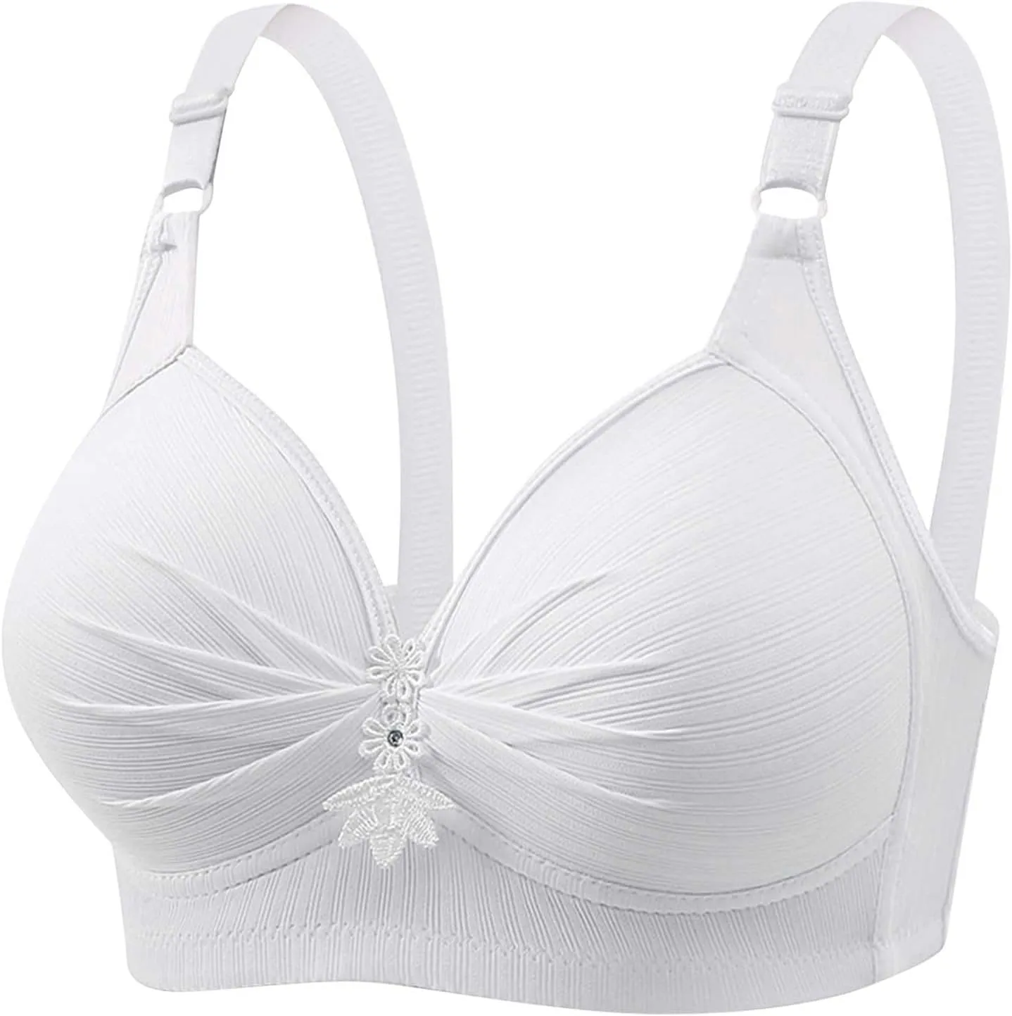 4 Piece Tshirt Bras for Women Sexy Push Up No Underwire Bra Soft Comfy Lace Everyday Bralettes Wireless Underwear Top