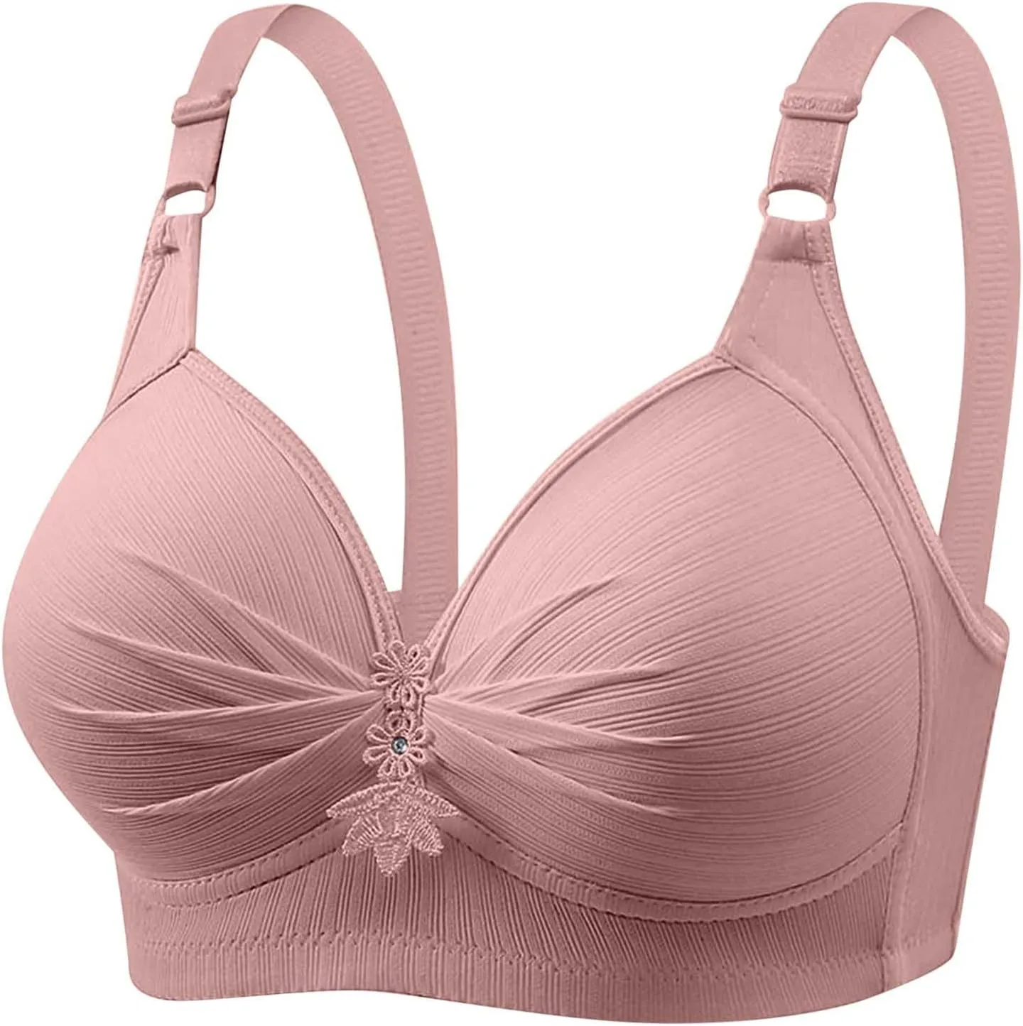 4 Piece Tshirt Bras for Women Sexy Push Up No Underwire Bra Soft Comfy Lace Everyday Bralettes Wireless Underwear Top