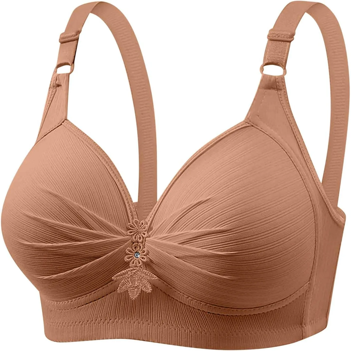 4 Piece Tshirt Bras for Women Sexy Push Up No Underwire Bra Soft Comfy Lace Everyday Bralettes Wireless Underwear Top