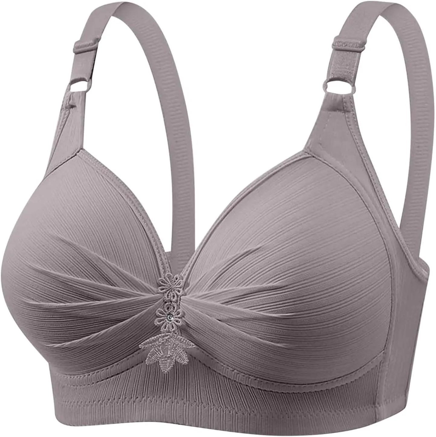 4 Piece Tshirt Bras for Women Sexy Push Up No Underwire Bra Soft Comfy Lace Everyday Bralettes Wireless Underwear Top