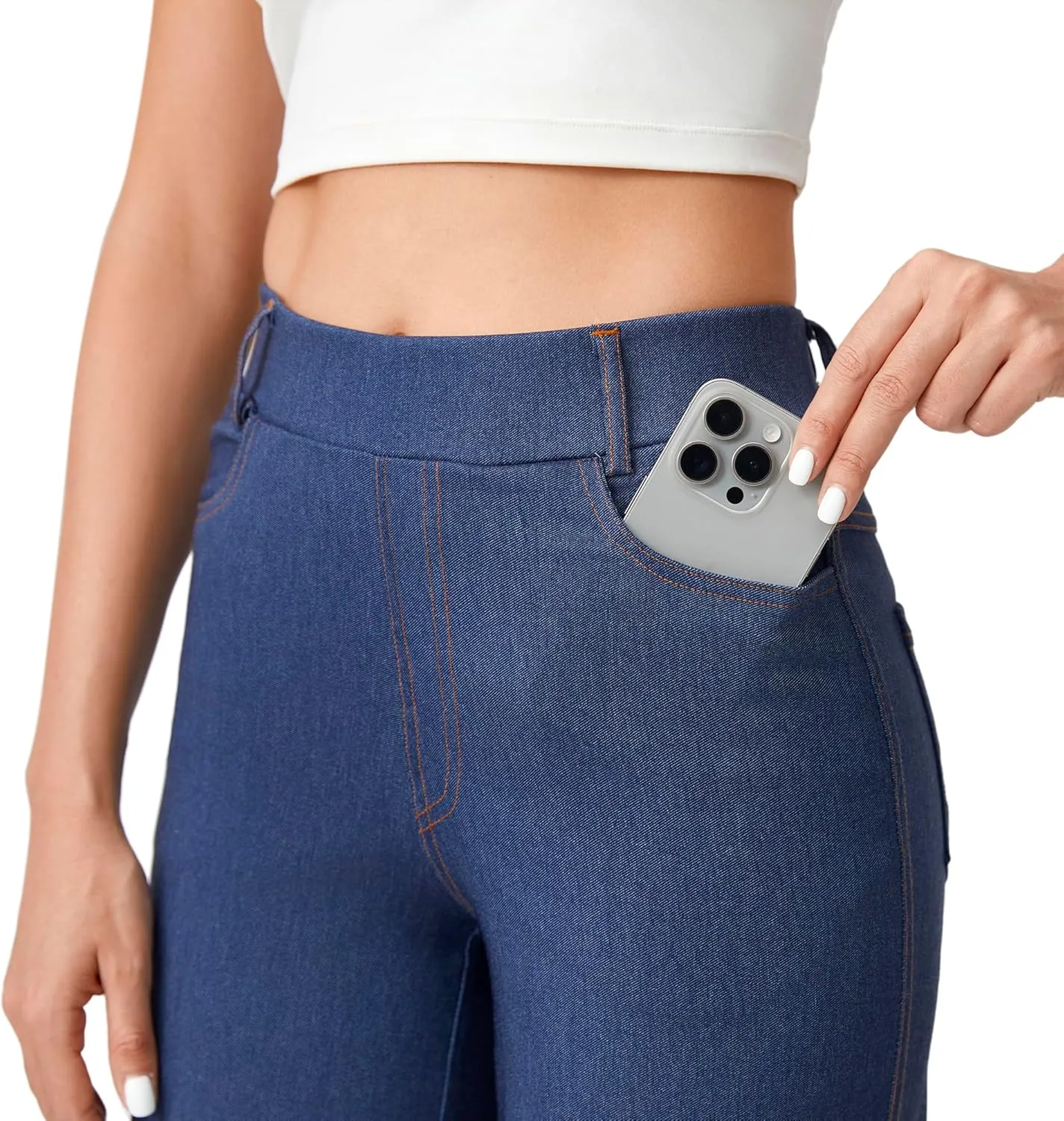 AFITNE Women's Wide Leg Jeans High Waist Pull On Jeans Trendy Loose Denim Pants with Stretchy Denim Like Material
