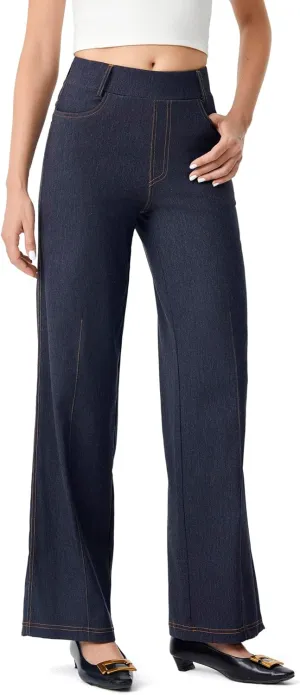 AFITNE Women's Wide Leg Jeans High Waist Pull On Jeans Trendy Loose Denim Pants with Stretchy Denim Like Material