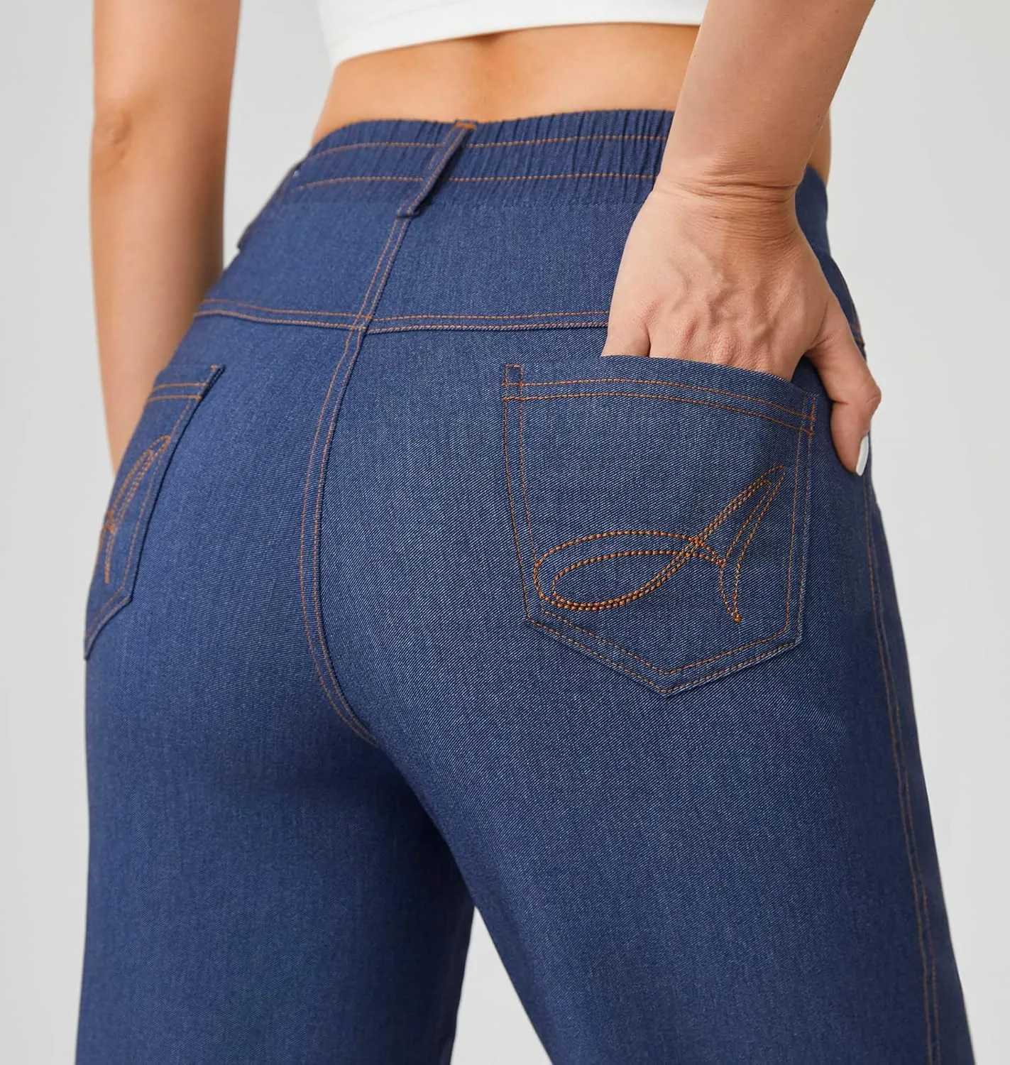AFITNE Women's Wide Leg Jeans High Waist Pull On Jeans Trendy Loose Denim Pants with Stretchy Denim Like Material