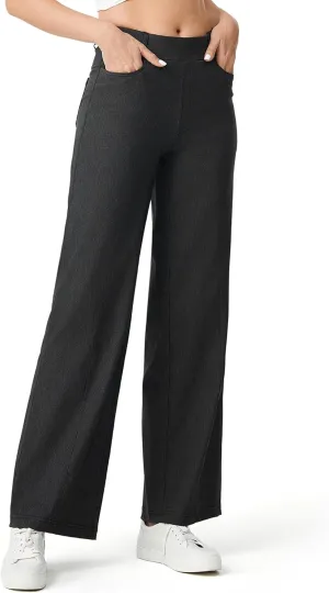 AFITNE Women's Wide Leg Jeans High Waist Pull On Jeans Trendy Loose Denim Pants with Stretchy Denim Like Material