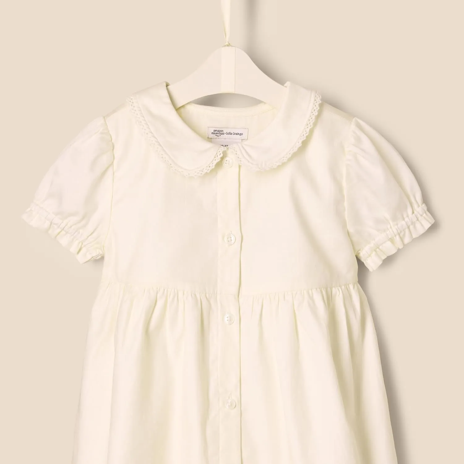 Amazon Essentials x Sofia Grainge Toddlers and Baby Girls' Cotton Sateen Dress with Collar