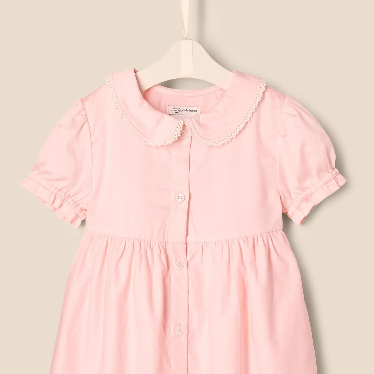 Amazon Essentials x Sofia Grainge Toddlers and Baby Girls' Cotton Sateen Dress with Collar