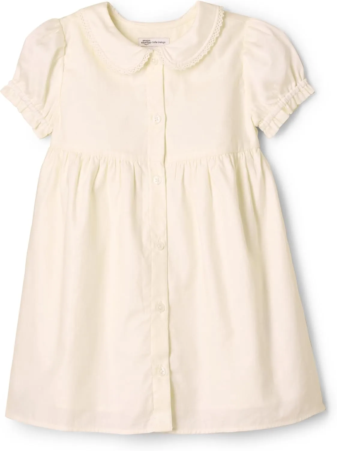 Amazon Essentials x Sofia Grainge Toddlers and Baby Girls' Cotton Sateen Dress with Collar