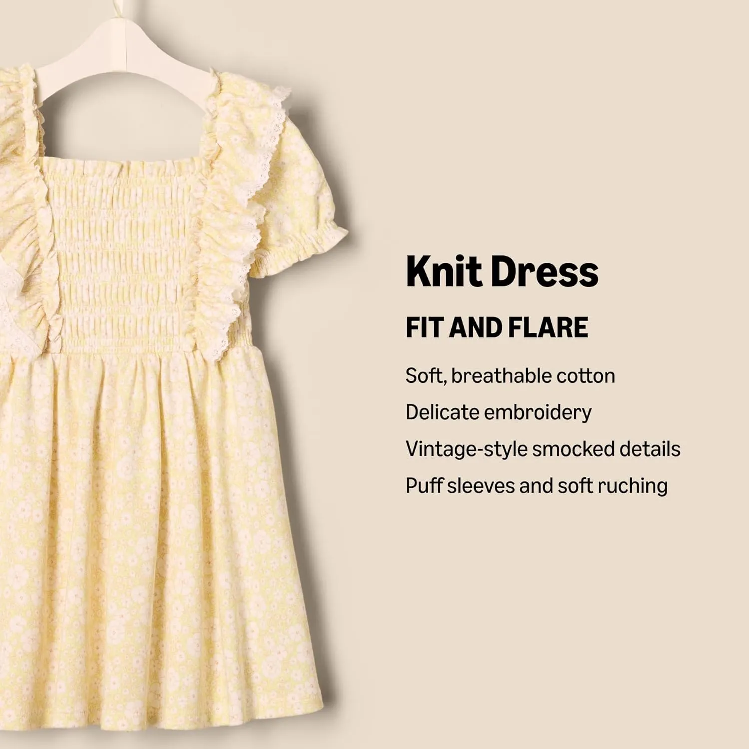 Amazon Essentials x Sofia Grainge Toddlers and Baby Girls' Embroidered Knit Dress