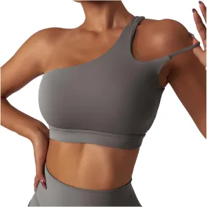 Backless Sports Bra Women's One Shoulder Sexy Padded Bustier Push Up Gym Tops Straps Yoga Bra Women Strapless
