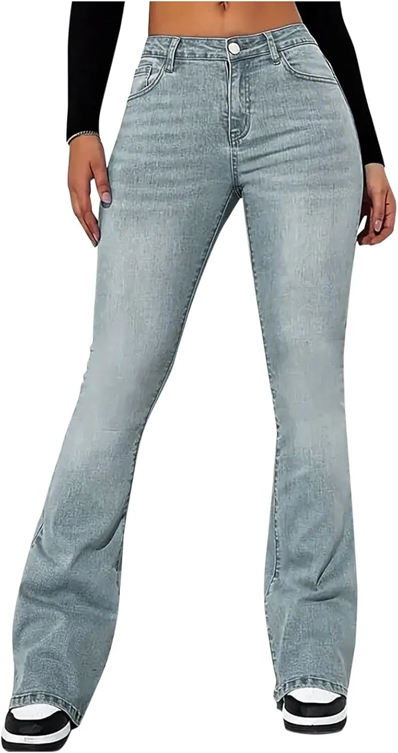 Bell Bottom Jeans for Women,High Waisted Flare Jeans Skinny Stretch Wide Leg Jeans for Women
