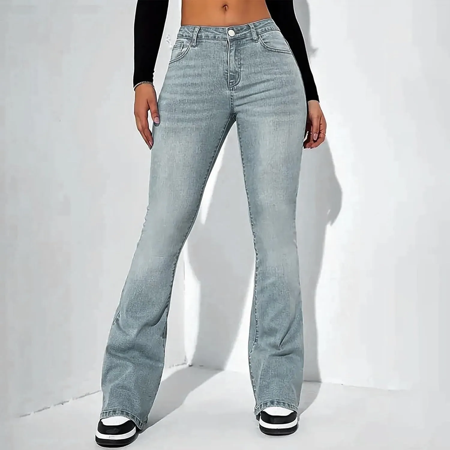 Bell Bottom Jeans for Women,High Waisted Flare Jeans Skinny Stretch Wide Leg Jeans for Women