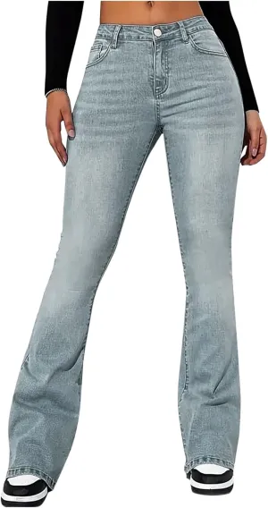 Bell Bottom Jeans for Women,High Waisted Flare Jeans Skinny Stretch Wide Leg Jeans for Women
