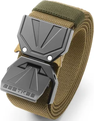 BESTKEE Belt for Men - Tactical Belt Stretch Nylon Work Web Belts Ideal for Gift