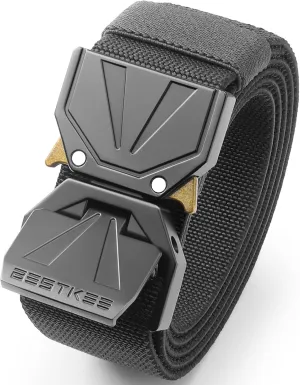 BESTKEE Belt for Men - Tactical Belt Stretch Nylon Work Web Belts Ideal for Gift