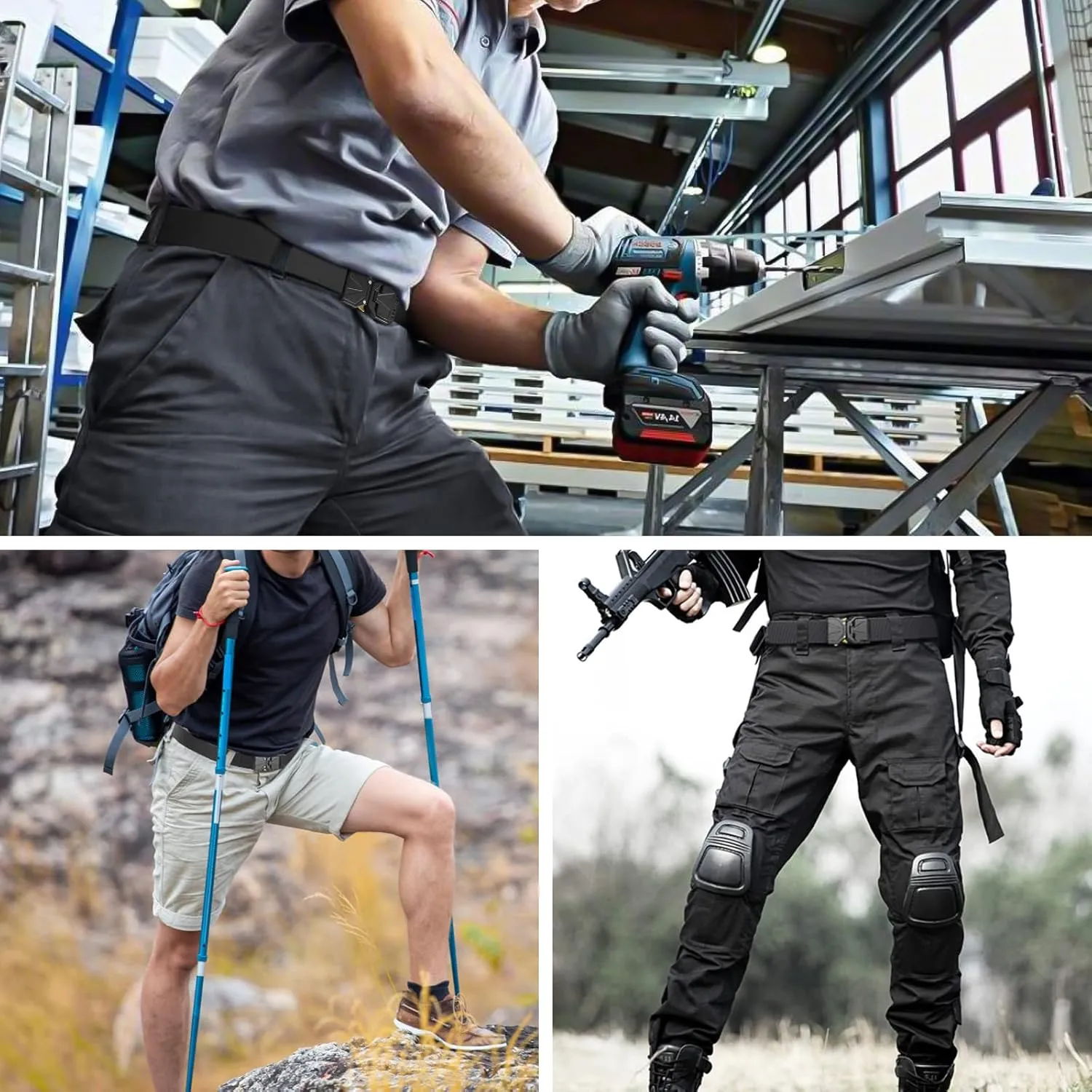 BESTKEE Belt for Men - Tactical Belt Stretch Nylon Work Web Belts Ideal for Gift