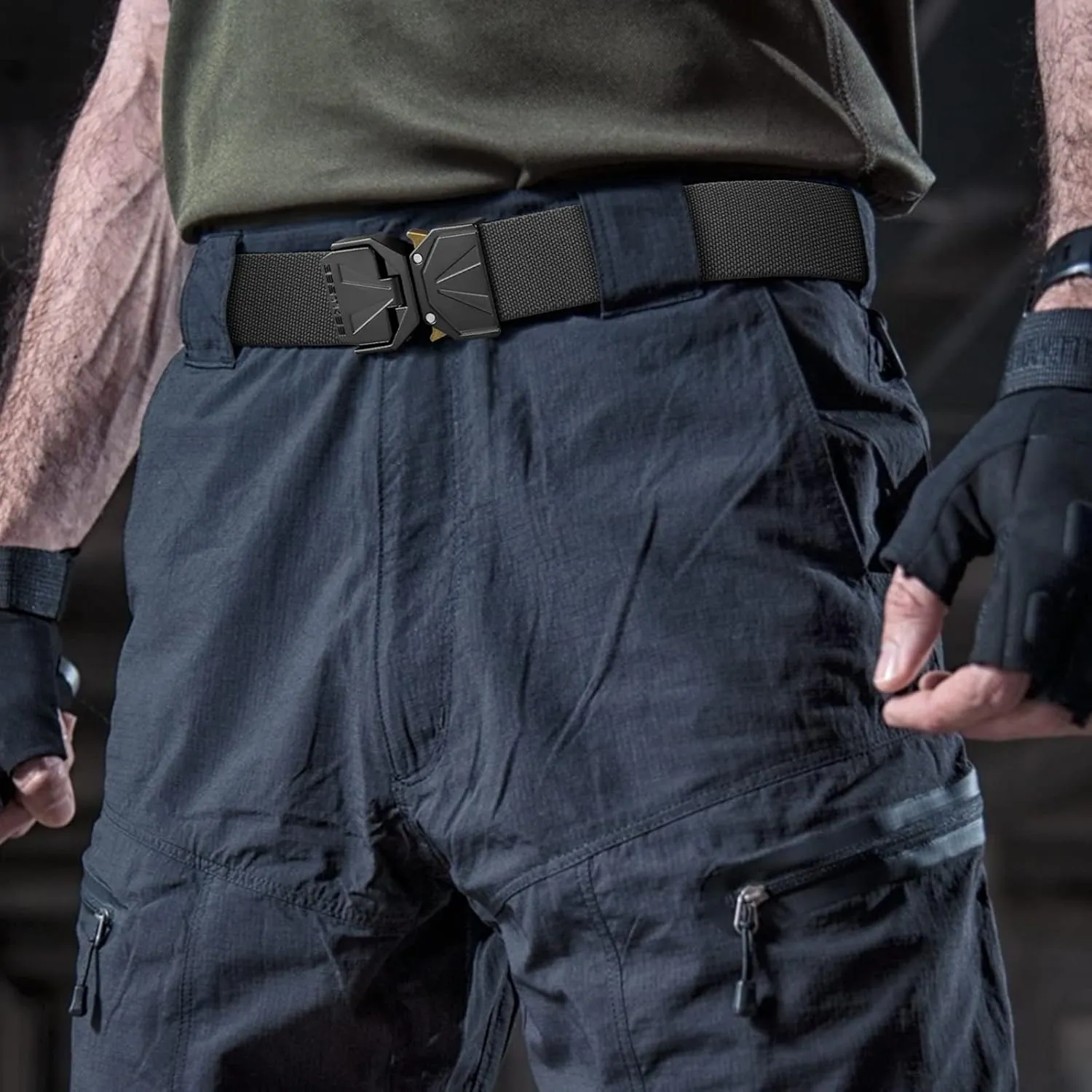BESTKEE Belt for Men - Tactical Belt Stretch Nylon Work Web Belts Ideal for Gift