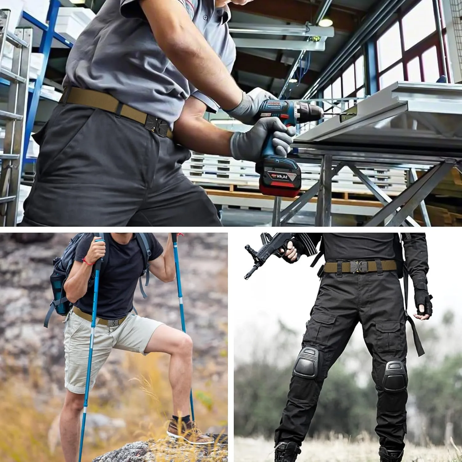 BESTKEE Belt for Men - Tactical Belt Stretch Nylon Work Web Belts Ideal for Gift