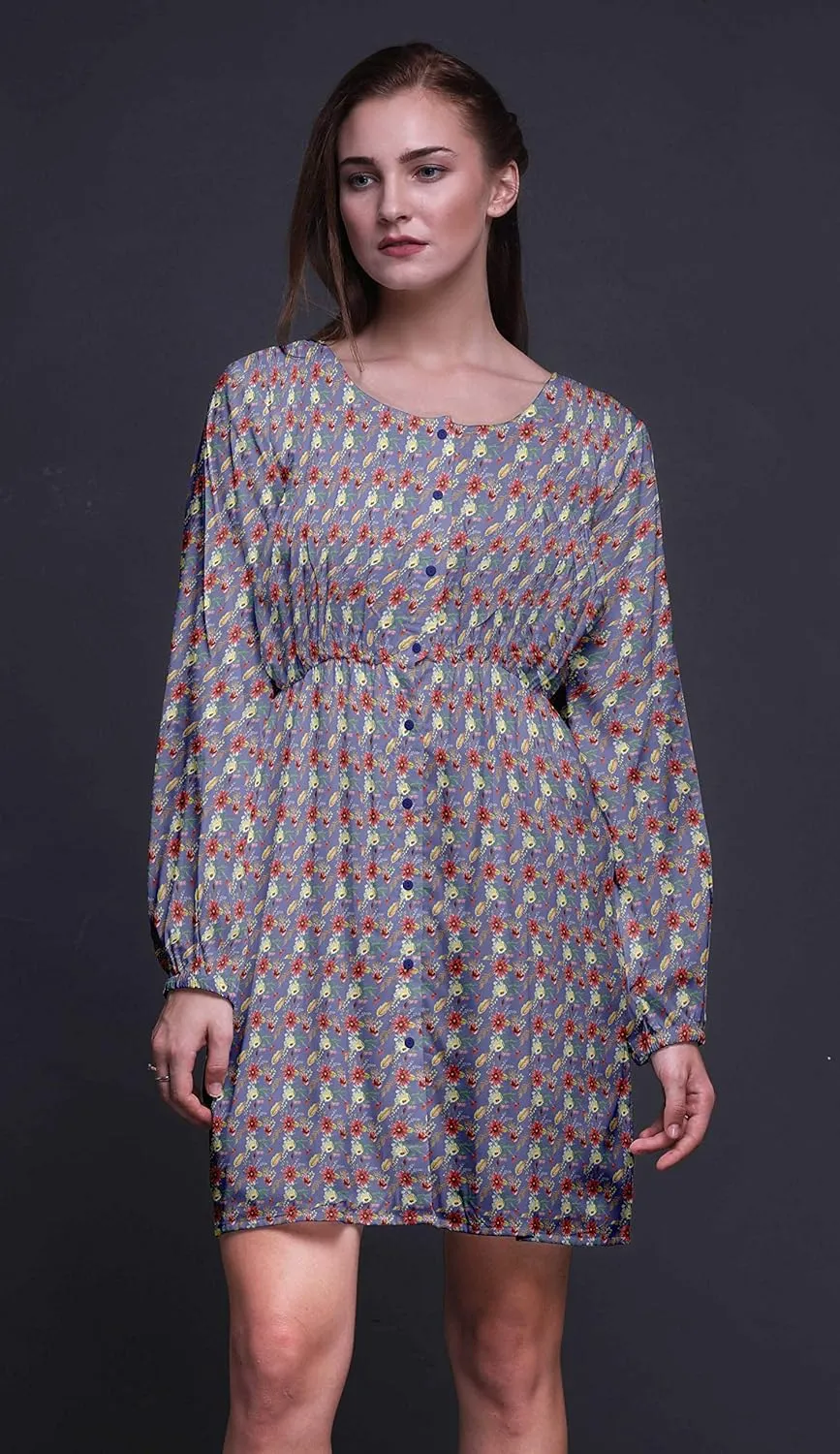 Bimba Button Down Midi Shift Dress Women Fashion Summer Causal Tunic Dress