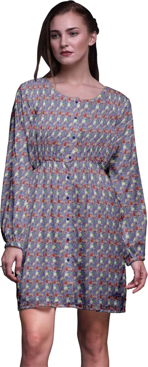 Bimba Button Down Midi Shift Dress Women Fashion Summer Causal Tunic Dress