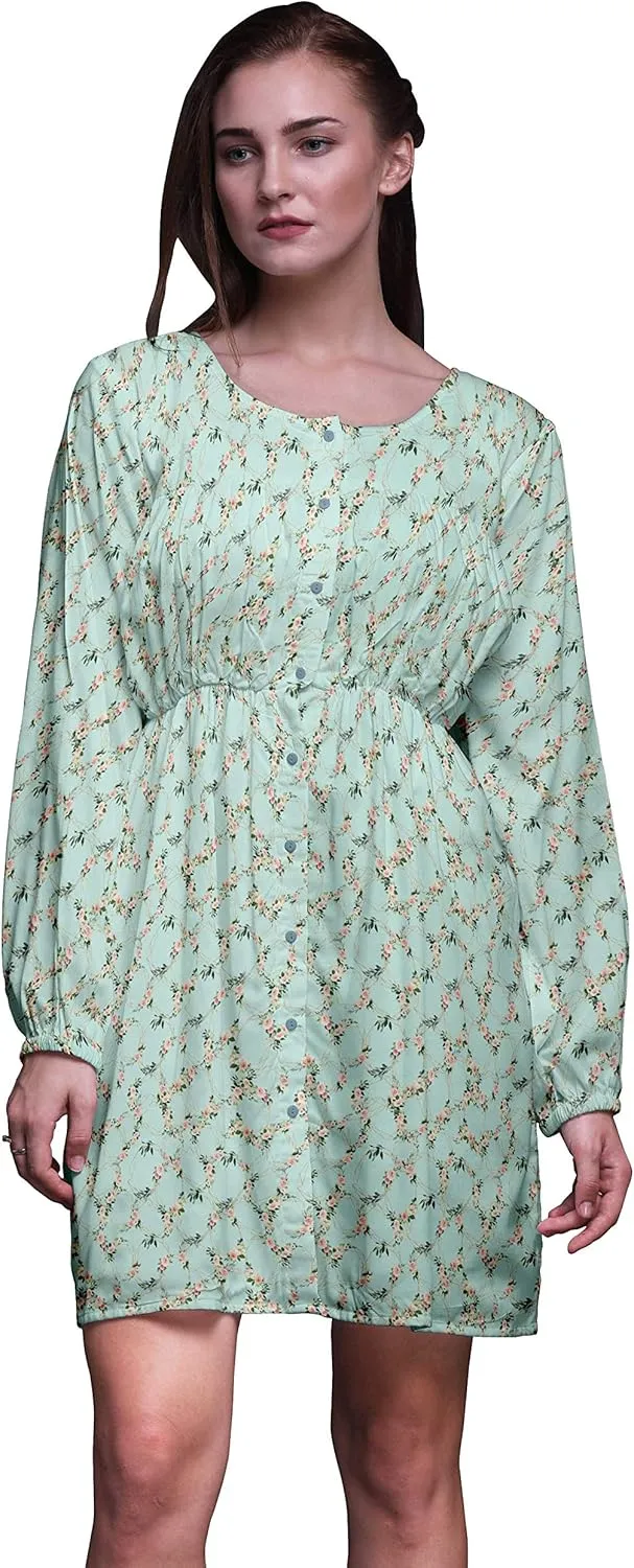 Bimba Button Down Midi Shift Dress Women Fashion Summer Causal Tunic Dress