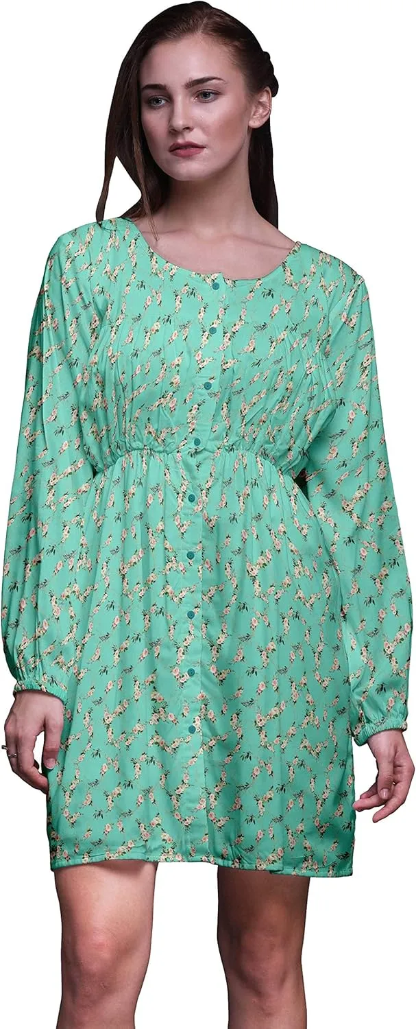 Bimba Button Down Midi Shift Dress Women Fashion Summer Causal Tunic Dress