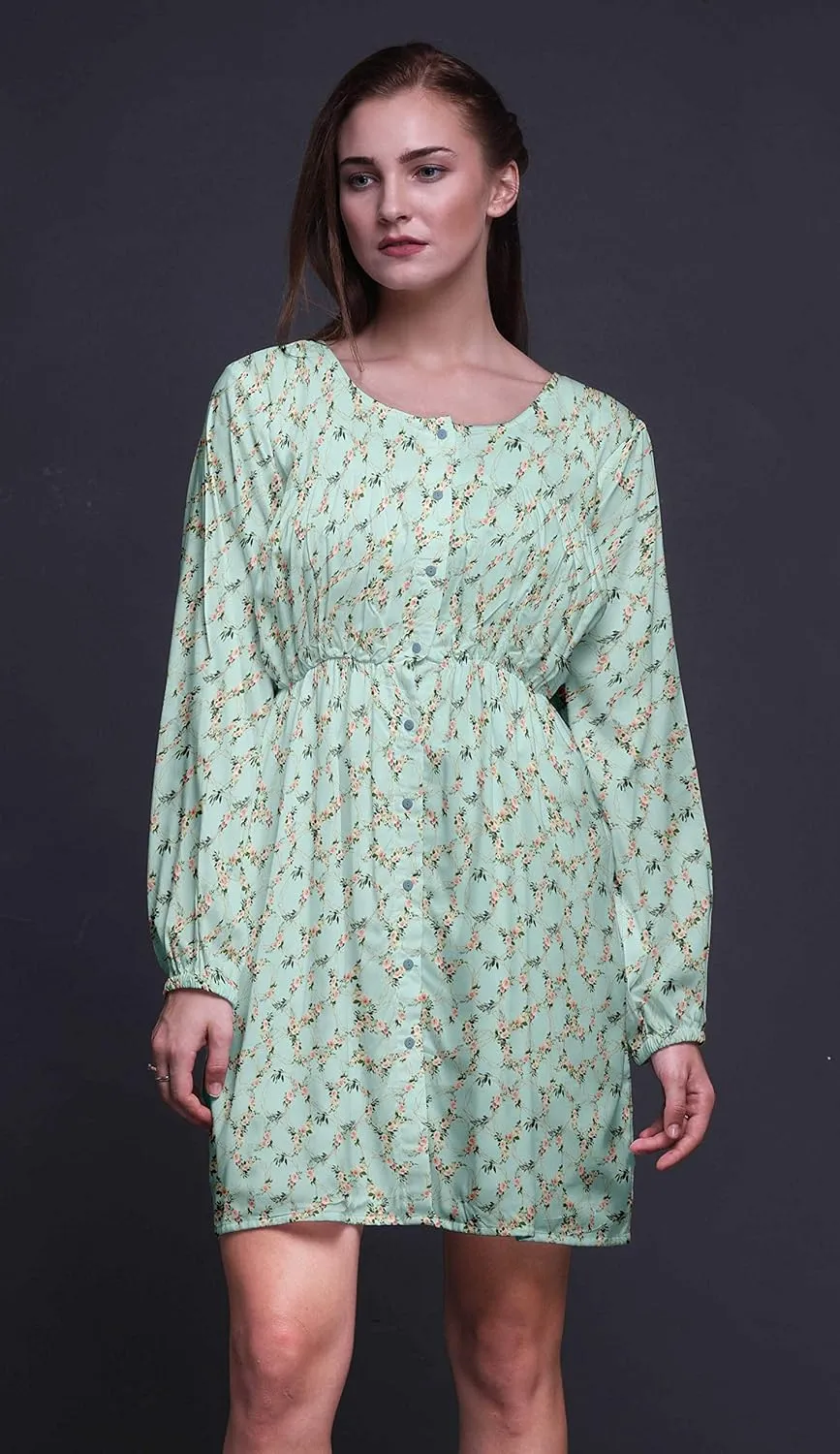 Bimba Button Down Midi Shift Dress Women Fashion Summer Causal Tunic Dress