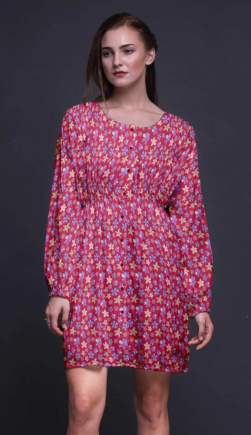 Bimba Fashion Button Down Midi Shift Dress Women Shirt Summer Causal Tunic