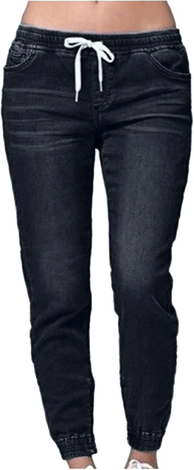 Black Pants for Women Jeans Mid Womens Poket Lace Denim Casual Women's Jeans Straight Leg Denim Pants Womens High