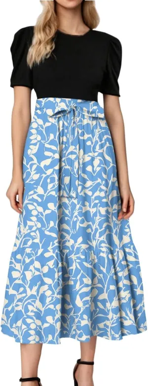 Bohemian Maxi Dresses for Women Plus Size Floral Print Wrap Dress Ruffle Hem Trendy Outfit