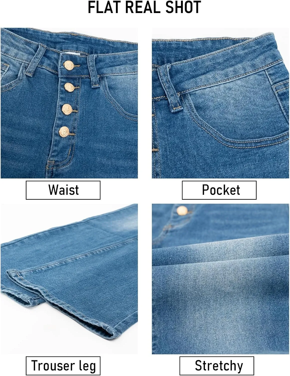 Boot Cut Jeans for Woman Stretch Jeans with high Waisted & Womens Bootcut Jeans with a 4 Button Closure Standard