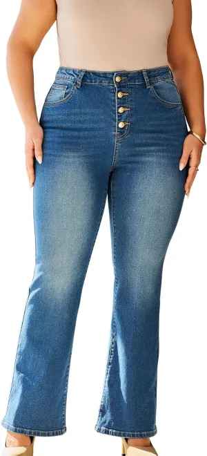 Boot Cut Jeans for Woman Stretch Jeans with high Waisted & Womens Bootcut Jeans with a 4 Button Closure Standard