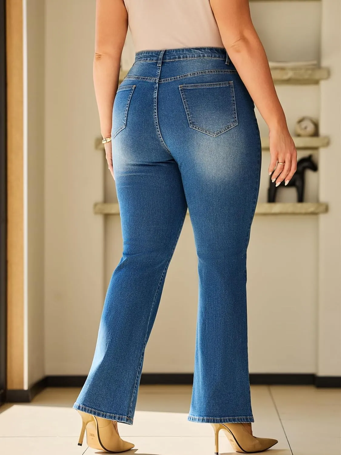 Boot Cut Jeans for Woman Stretch Jeans with high Waisted & Womens Bootcut Jeans with a 4 Button Closure Standard