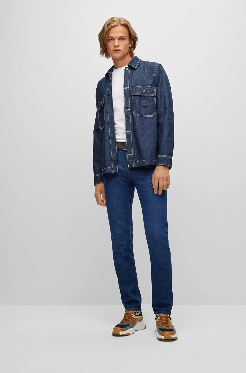 BOSS Men's Maine Regular Fit Stretch Denim Jeans