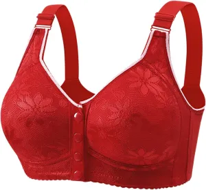 Bras for Older Women Comfortable Wireless Front Hook/Button Dwon Bralette Full Coverage No Underwire Everyday Bra