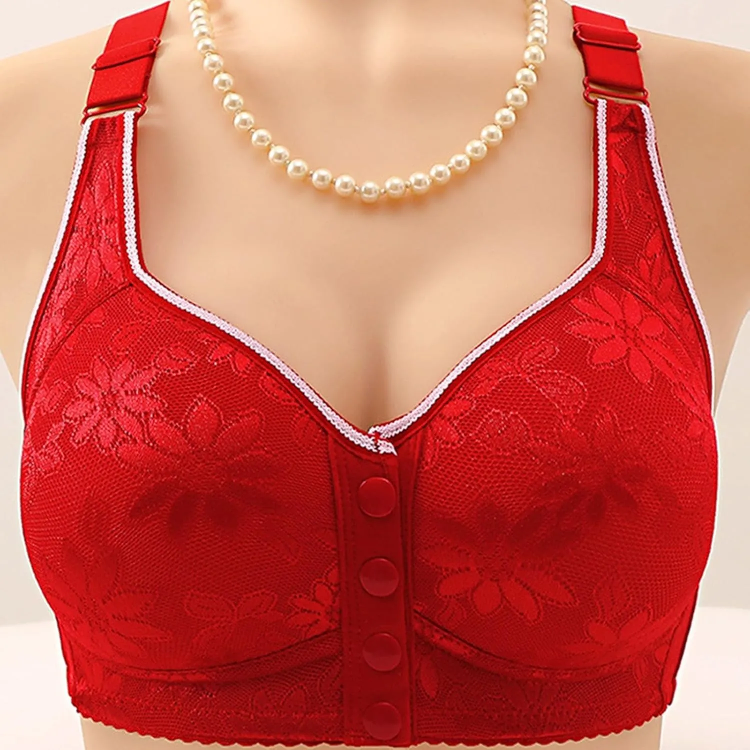 Bras for Older Women Comfortable Wireless Front Hook/Button Dwon Bralette Full Coverage No Underwire Everyday Bra