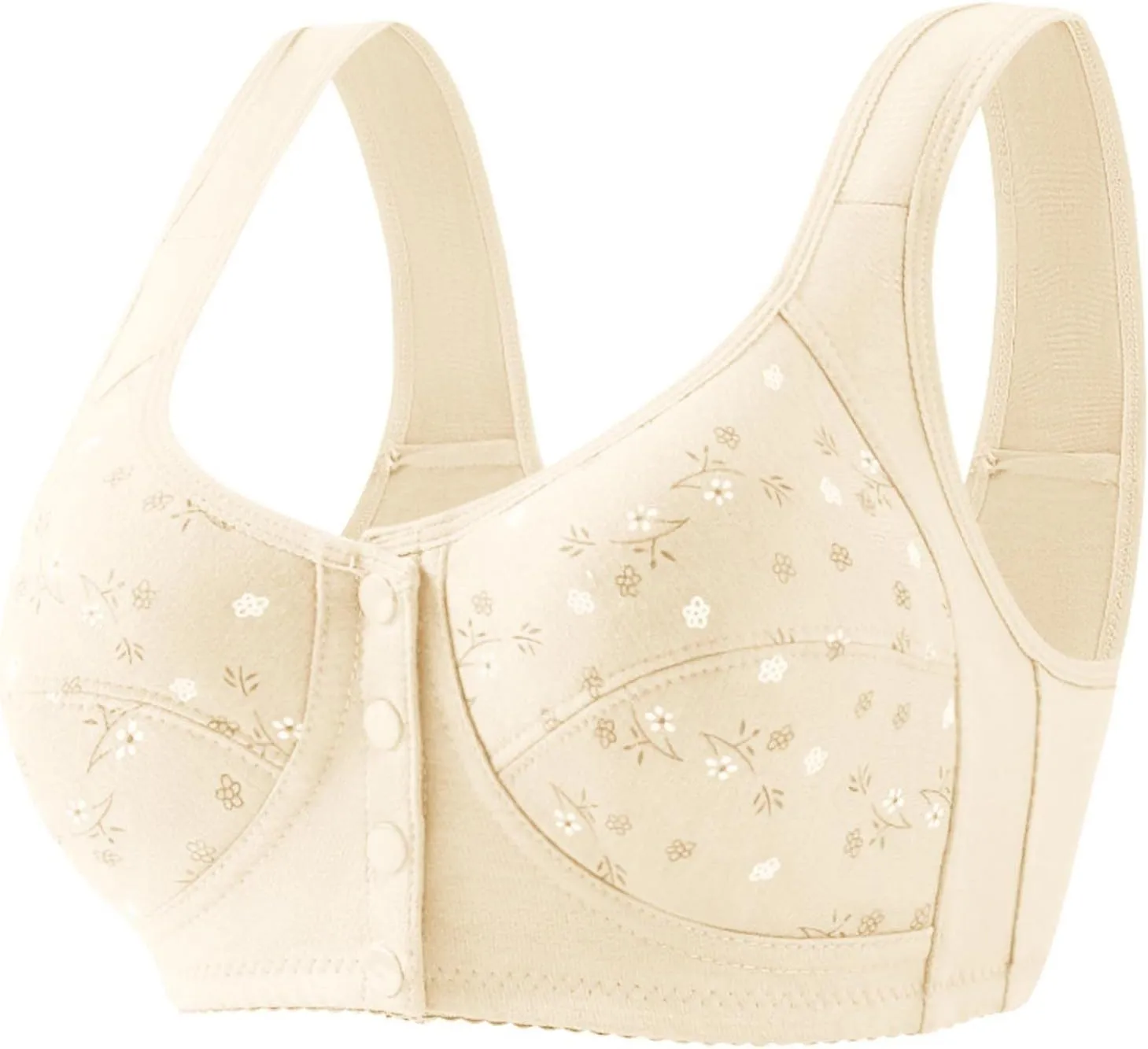 Bras for Women, Front Closure Push Up No Underwire Bra, Sports Bra with Medium Support Compression Bra