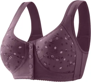 Bras for Women, Front Closure Push Up No Underwire Bra, Sports Bra with Medium Support Compression Bra