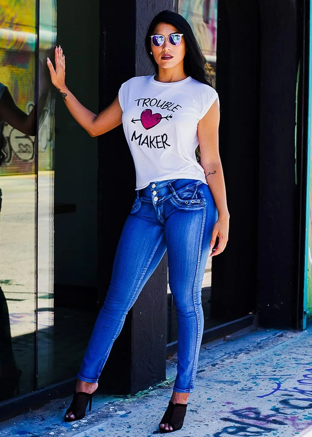 Butt Lifting Jeans for Women - High Waisted Skinny Levanta Cola Stretch Jeans