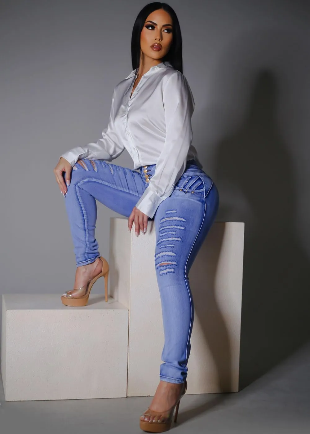 Butt Lifting Jeans for Women - High Waisted Skinny Levanta Cola Stretch Jeans