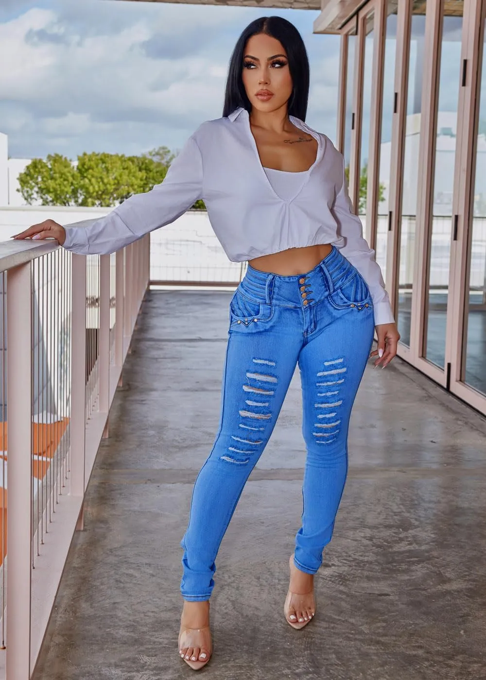 Butt Lifting Jeans for Women - High Waisted Skinny Levanta Cola Stretch Jeans