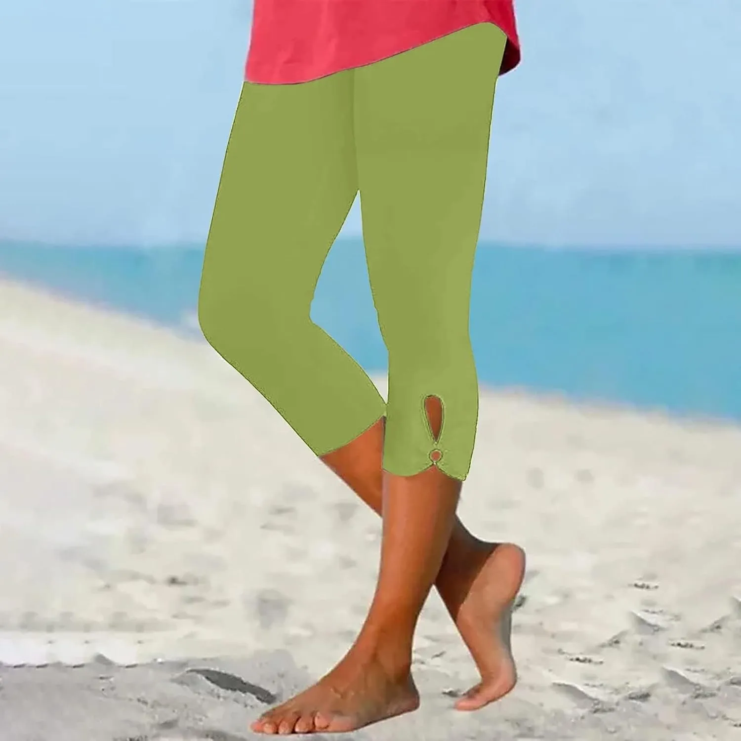 Capri Leggings for Women Casual Yoga Pants Tummy Control High Waisted Lightweight Comfy Stretchy Workout Pants