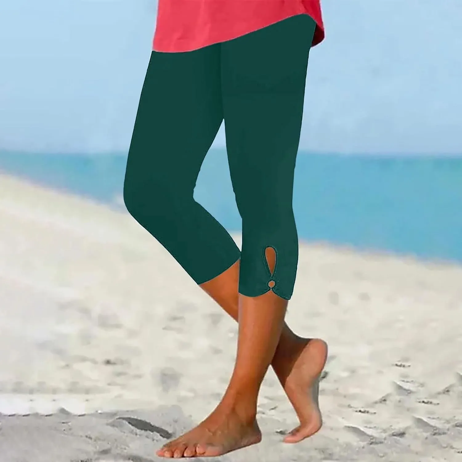 Capri Leggings for Women Casual Yoga Pants Tummy Control High Waisted Lightweight Comfy Stretchy Workout Pants