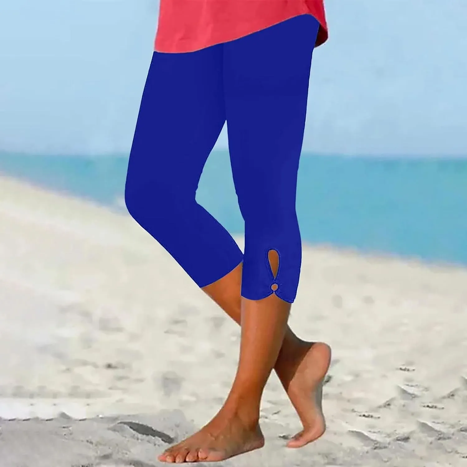 Capri Leggings for Women Casual Yoga Pants Tummy Control High Waisted Lightweight Comfy Stretchy Workout Pants