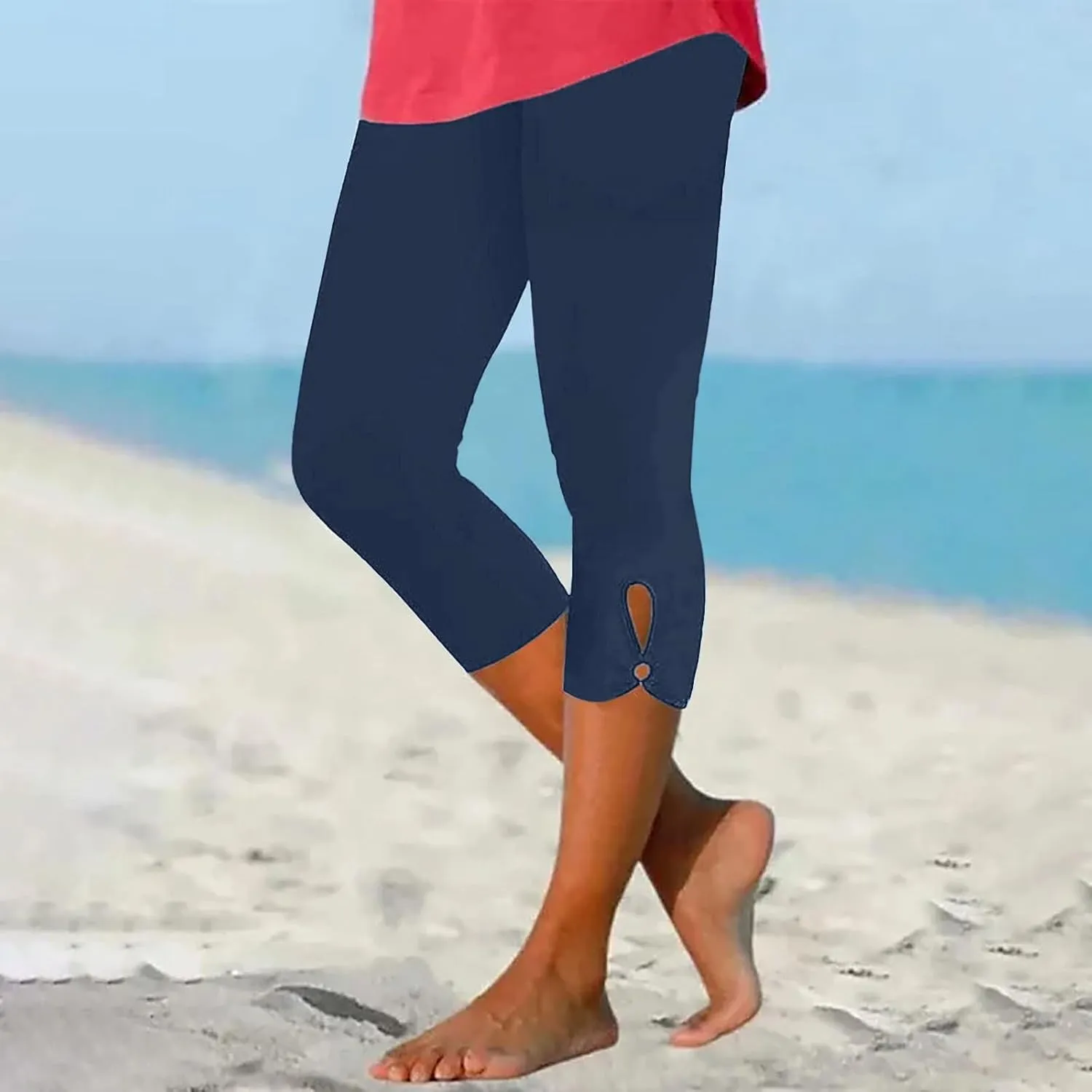 Capri Leggings for Women Casual Yoga Pants Tummy Control High Waisted Lightweight Comfy Stretchy Workout Pants