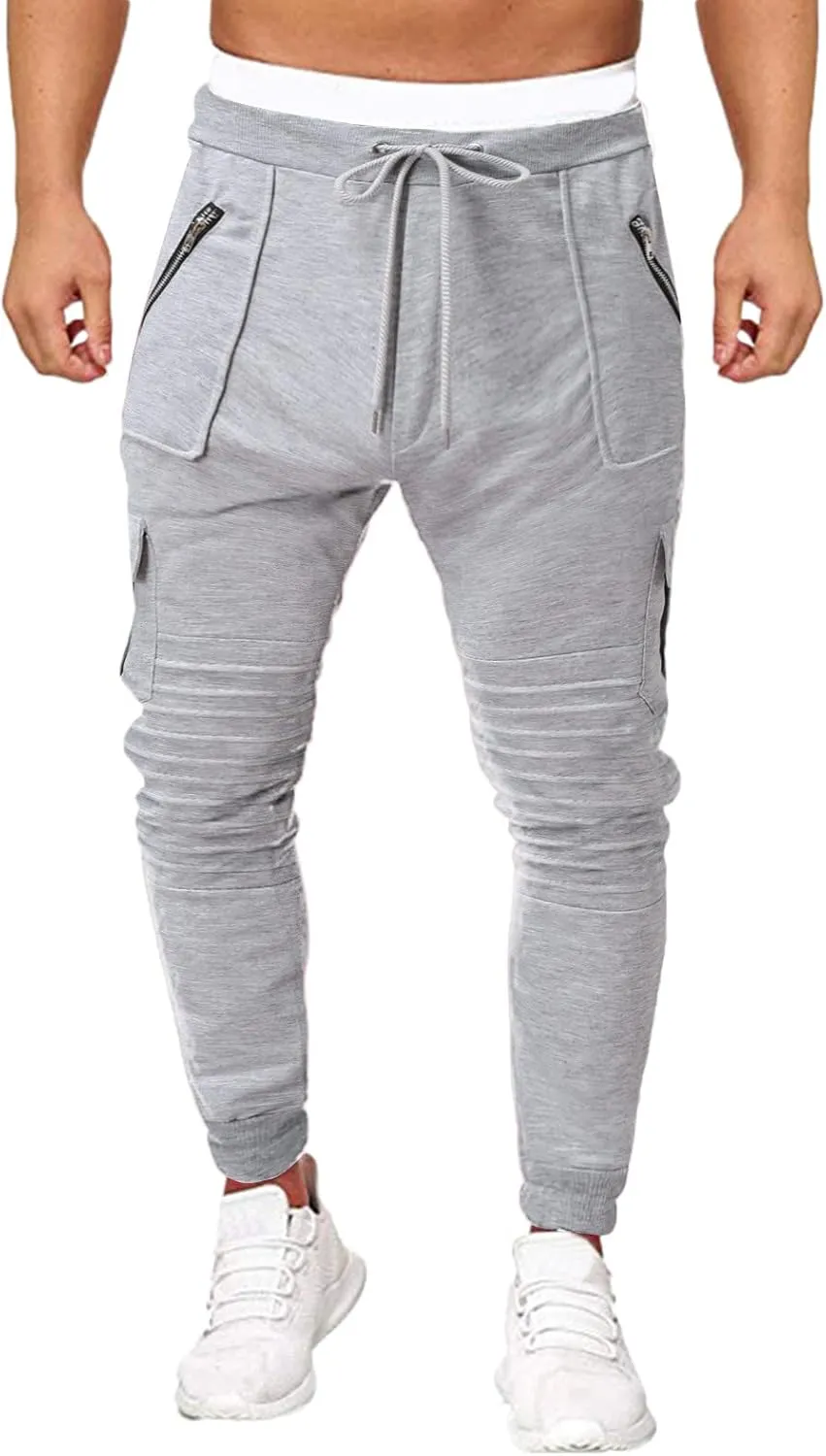 Cargo Pants for Men Big and Tall, for Men Relaxed Fit Casual Slim Beach Work Streetwear Khaki Baggy Pants with Zipper